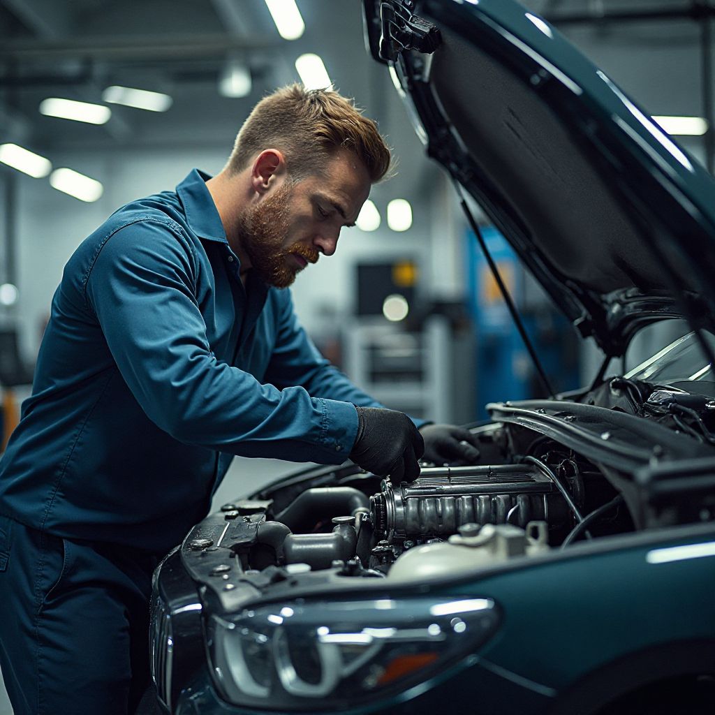 Técnicos realizando inspección de vehículo