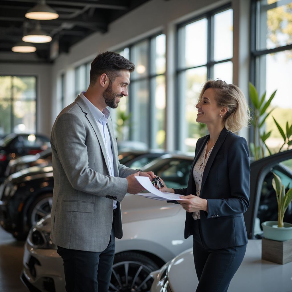 Cliente recibiendo las llaves de su nuevo vehículo