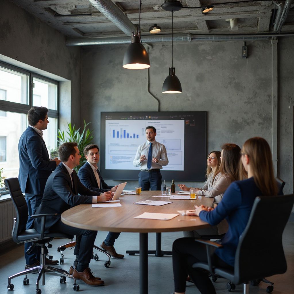 Reunión de equipo en la sala de conferencias
