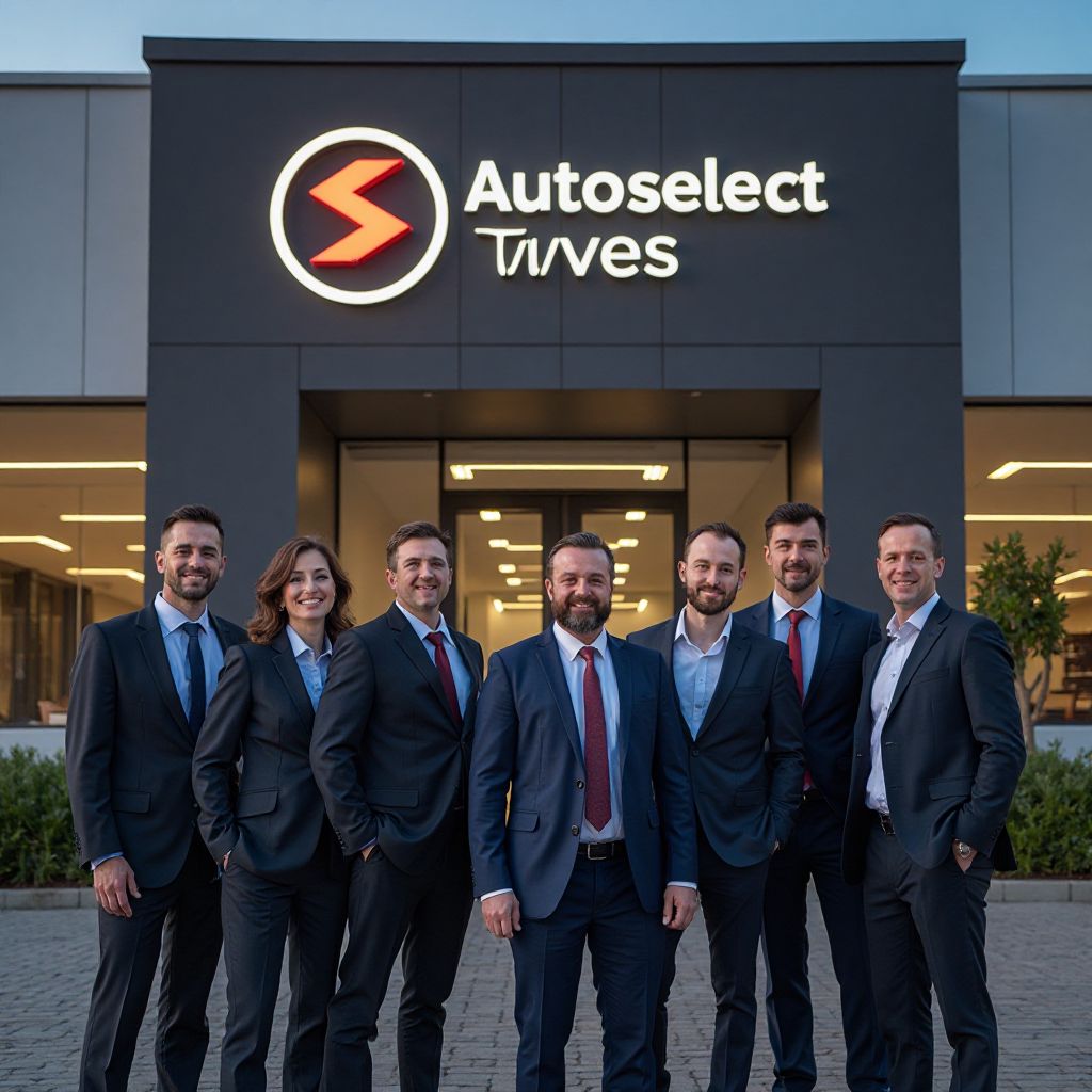 Equipo de AutoSelect Argentina frente a la sede central en Buenos Aires